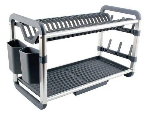 🍽️✨ منظم الصحون بطابقين من الألمنيوم - الصورة 3